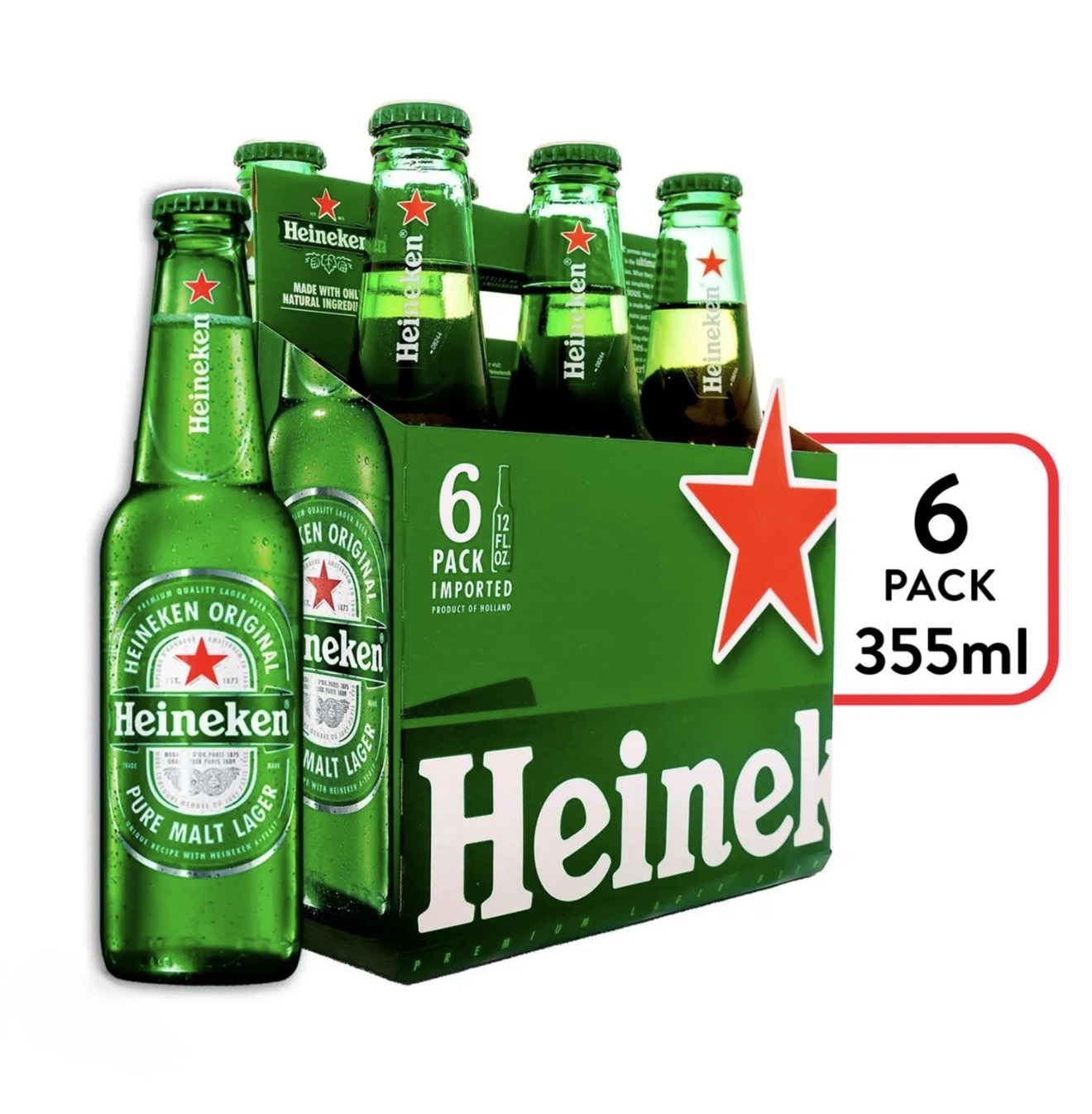 CERVEZA HEINEKEN VIDRIO 355 ML, HASTA AGOTAR EXISTENCIA 