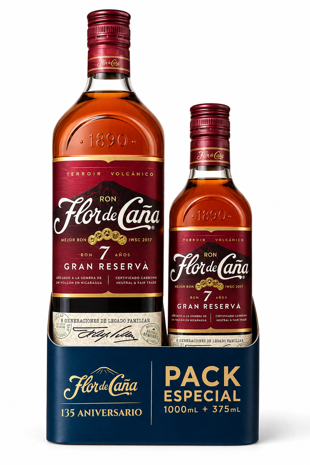 FLOR DE CAÑA 7 AÑOS+375ML GRATIS